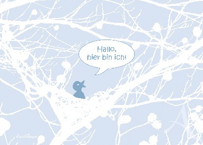 Postkarte "Hallo, hier bin ich! (blau)"