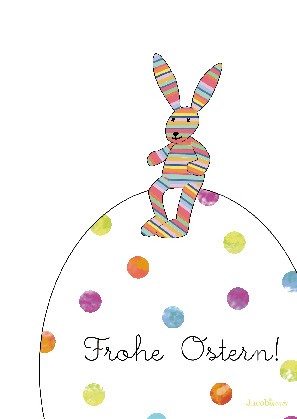 Postkarte "Frohe Ostern! (Hase auf Ei)"