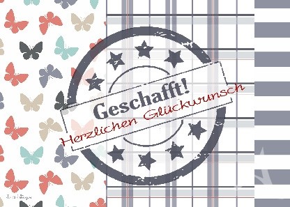 Postkarte "Geschafft ! Herzlichen Glückwunsch !"