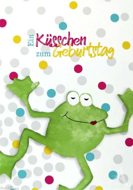 Postkarte - "Ein Küsschen zum Geburtstag" - (Frosch)