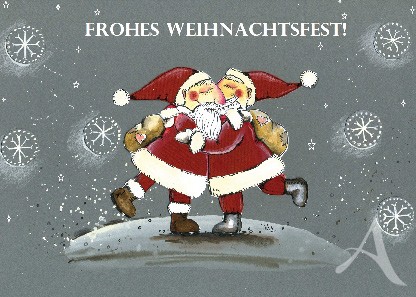 Postkarte "Frohes Weihnachtsfest! (Weihnachtsmänner)"