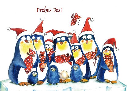 Postkarte "Frohes Fest! (Pinguine)"