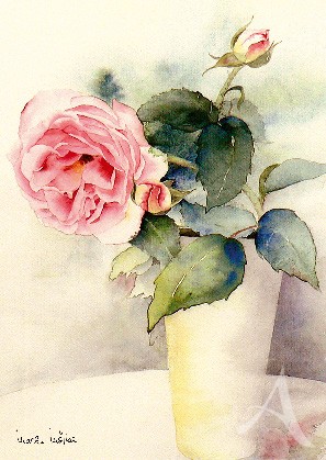 Postkarte "Rose in Vase"