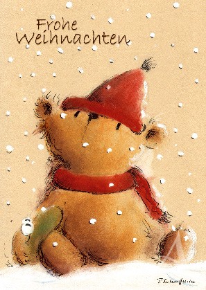 Postkarte "Frohe Weihnachten (Bär mit Frosch)"