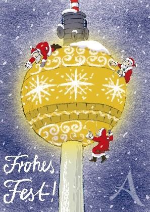 Postkarte "Frohes Fest !" (Berlin / Fernstehturm)