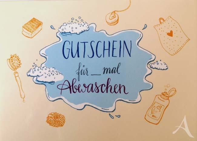 Postkarte "GUTSCHEIN für x mal Abwaschen"