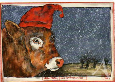 Postkarte "Also MUH, Frohe Weichnachten"
