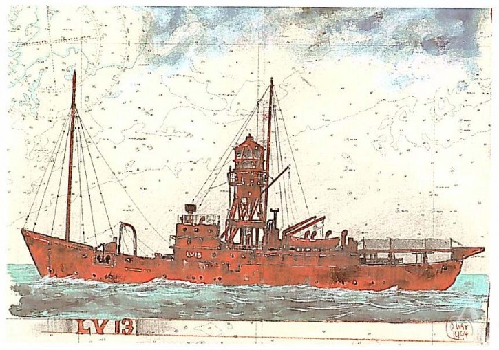 Postkarte "Englisches Feuerschiff LV 13"