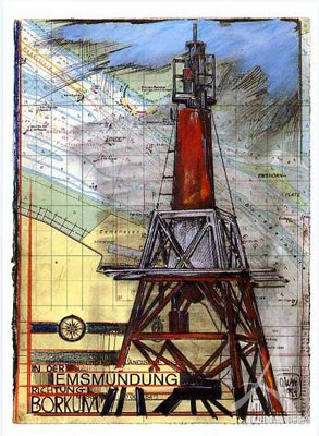 Postkarte "Richtung Borkum - Emsmündung"