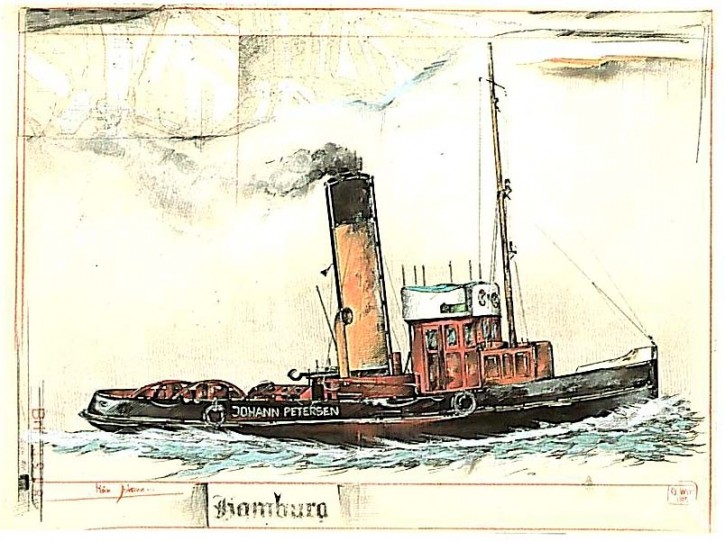 Postkarte "Schlepper Johann Petersen"