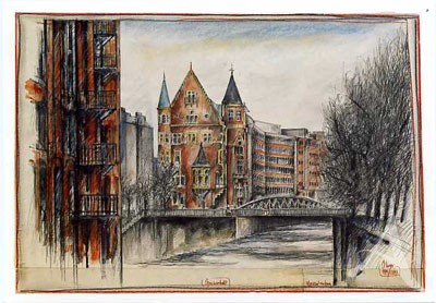 Postkarte "Speicherstadt, Hamburg"