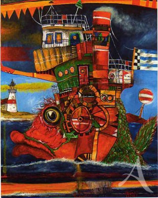 Maxi- Postkarte, "Fischdampfer"