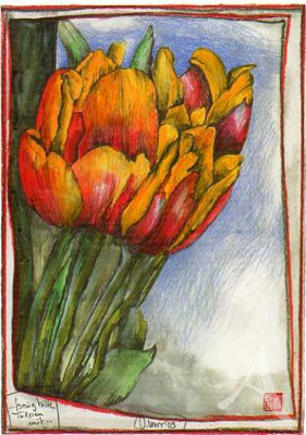 Postkarte "...bring bitte Tulpen mit"