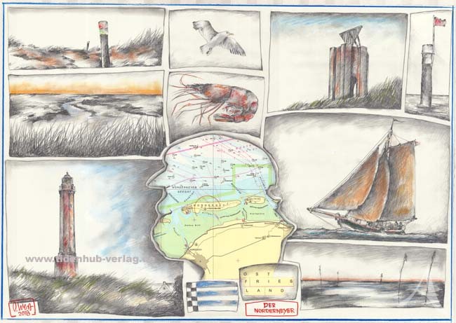 Postkarte "Der Norderneyer" (Norderney, Möwe, Segelboot)