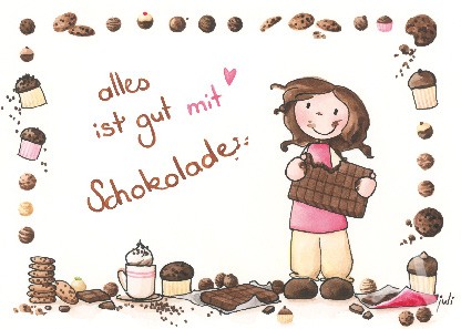 Postkarte "alles ist gut mit Schokolade"