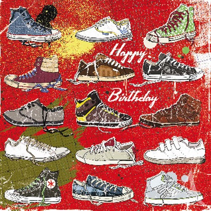 Doppelkarte, "Happy Birthday" (Sneakers) - quadratisch