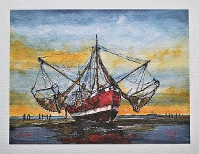 "...ließen sich trockenfallen..." - GERAHMTER Kunstdruck von Ole West - (24 x 30)