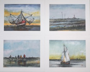 Kunstdruck auf Naturpapier "Vom Wasser aus - Greetsiel" von Ole West (24 x 30)